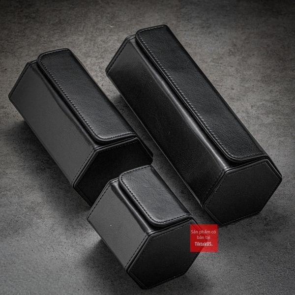 Hộp đựng đồng hồ du lịch da PU, Vintage Travel case màu ĐEN