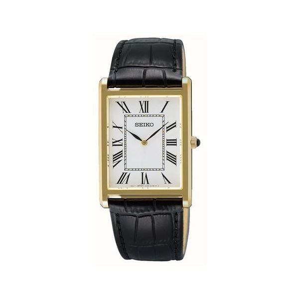 Đồng hồ nam Seiko tank mạ vàng mặt vuông kính sapphire SWR104P1 máy quartz SWR104