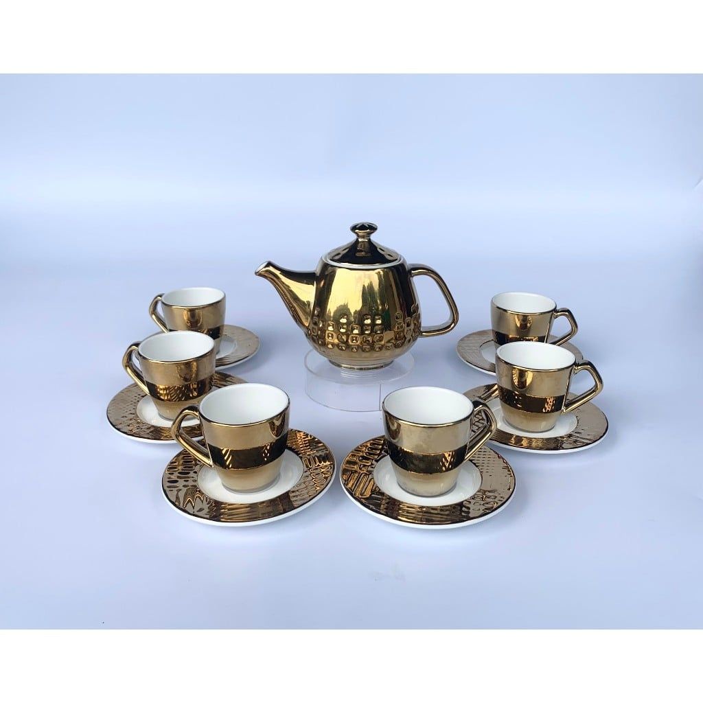 Bộ trà 0.4L Pixel vàng gương - Rak Porcelain