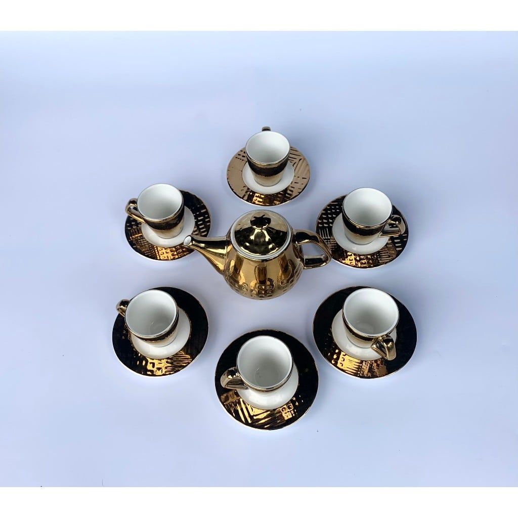 Bộ trà 0.4L Pixel vàng gương - Rak Porcelain