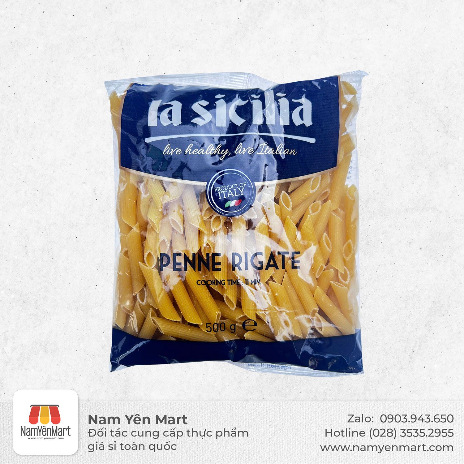  Nui ống xéo La Sicilia Penne Rigate 500g 