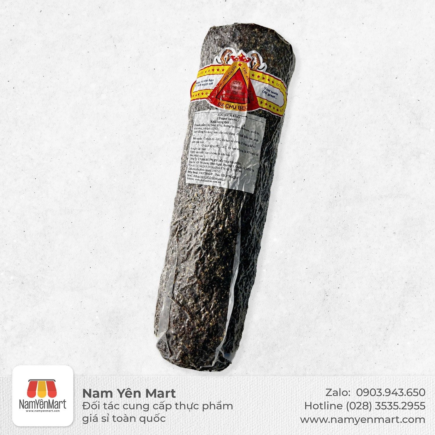  Salami Pave tiêu đen (Nguyên cây 1kg - 1,2kg) 