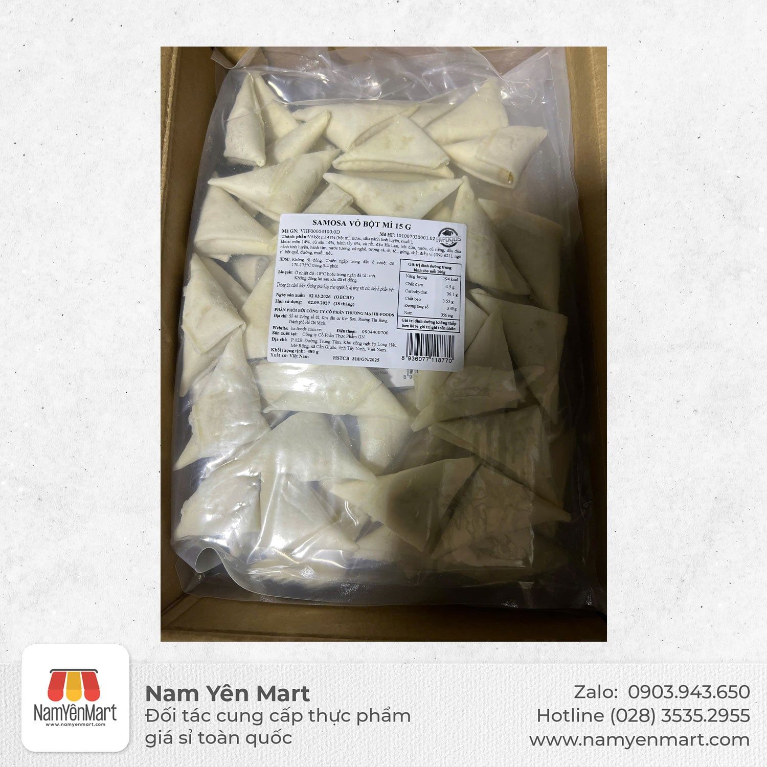  Samosa Vỏ bột mì 15g/ cái (480g) 