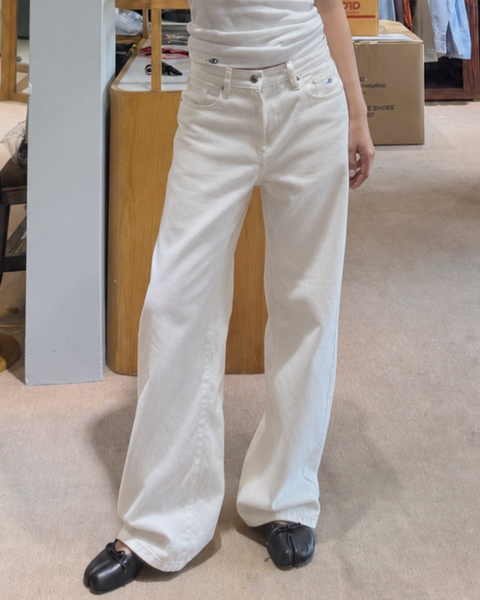 Quần Straight A Jeans - White Vintage