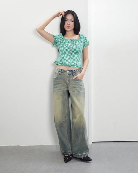 Áo Florence Top - Green Gingham