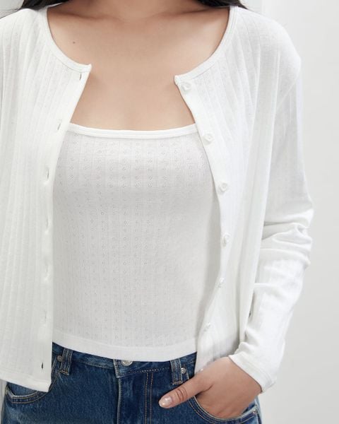 Áo Baby Pointelle Tank - White Kiss