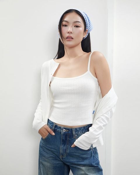 Áo Baby Pointelle Tank - White Kiss