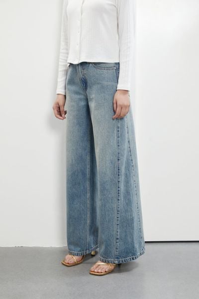Quần Girlfriend Wide Leg Jeans - Light Blue
