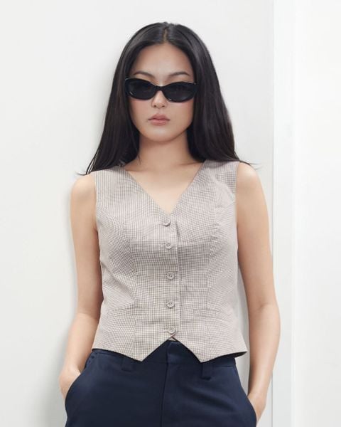 Áo Jet Gile - Brown Micro Gingham