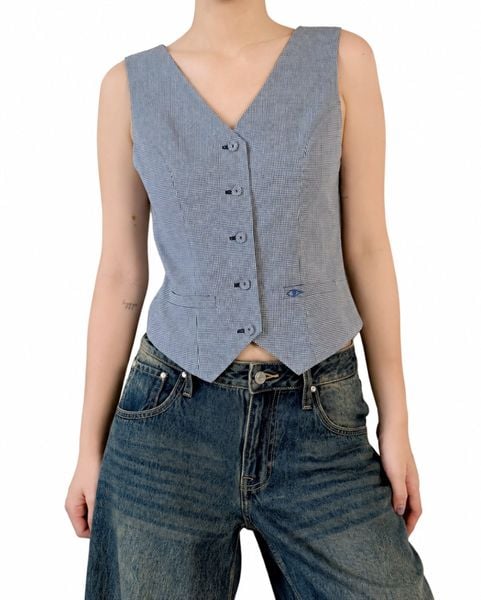 Áo Jet Gile - Navy Micro Gingham