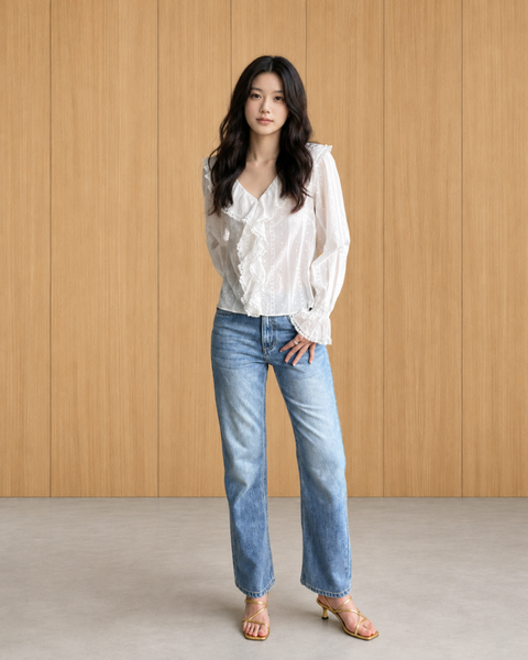 Áo Chloe Blouse - White Cotton Lace