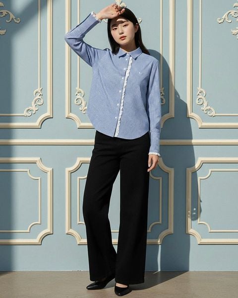 Áo Catherine Shirt - Royal Blue Gingham