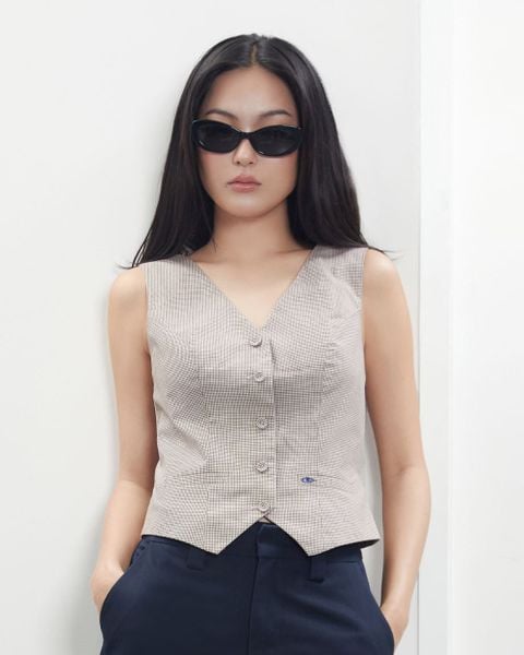 Áo Jet Gile - Brown Micro Gingham
