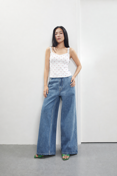 Áo Rose' Pointelle Tank - Heart Print