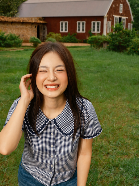 Áo Gabby Shirt - Dark Navy Gingham