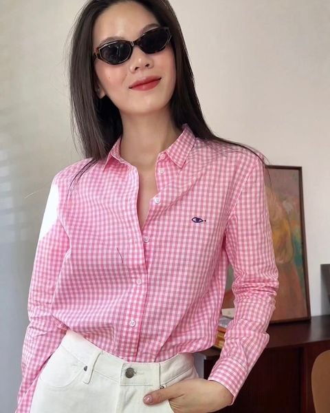 Áo The A Classic Shirt - Pink Gingham