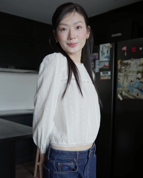 Áo Claudia Blouse - White Cotton Lace