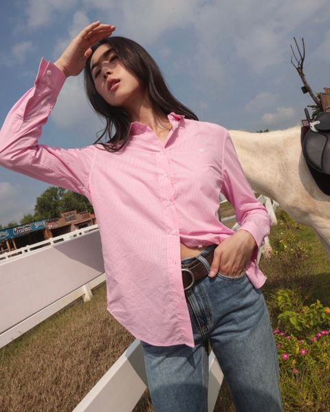 Áo The A Classic Shirt - Pink Checked Cotton