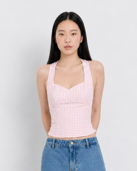 Áo Daily Corset Top - Baby Pink Aura Gingham