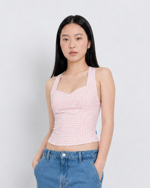 Áo Daily Corset Top - Baby Pink Aura Gingham