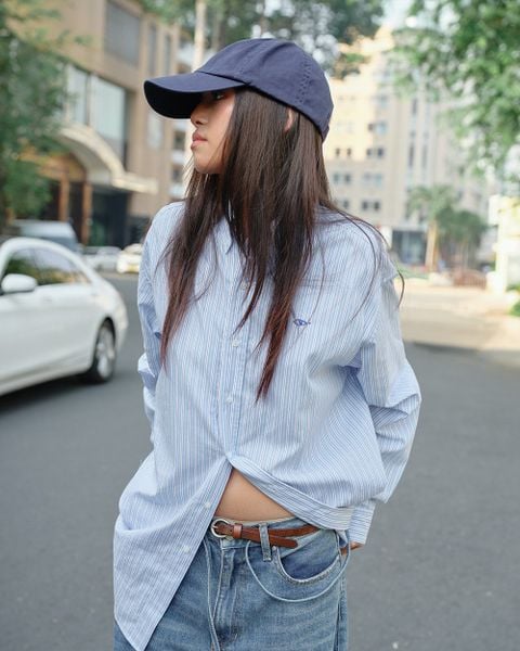 Áo Boyfriend Big Shirt - Premium Golden Blue