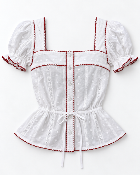 Áo Penelope Top - White Cotton Lace