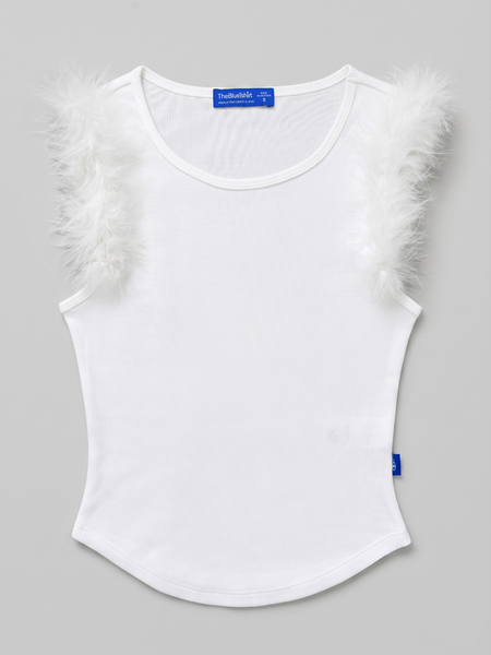 Áo Detachable Feather Rib Top - White