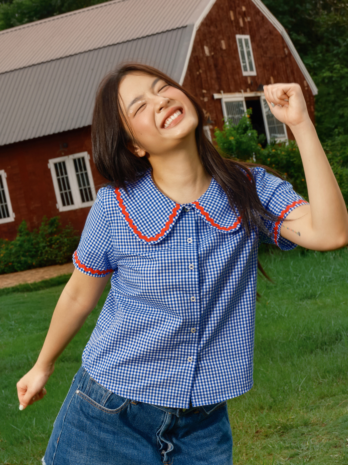 Áo Gabby Shirt - Blue Navy Gingham