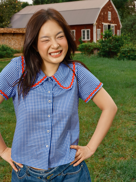 Áo Gabby Shirt - Blue Navy Gingham