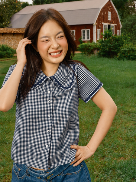 Áo Gabby Shirt - Dark Navy Gingham