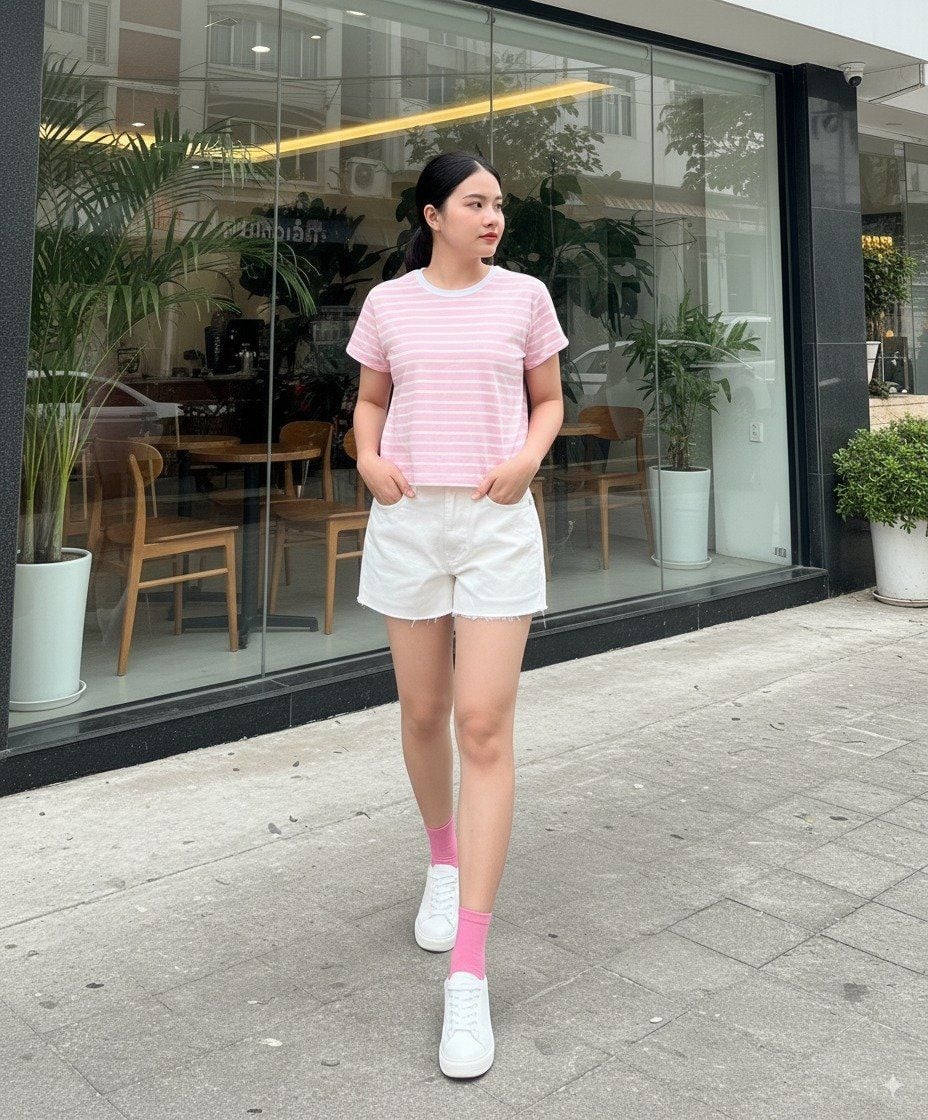 Áo Thun Sọc Everyday Tee - Baby Pink Stripe