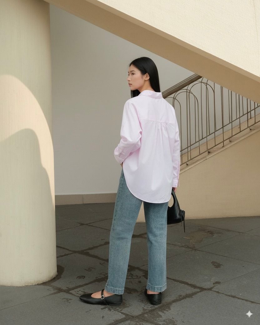 Áo New Pocket Oversize Shirt - Pink Poplin 110