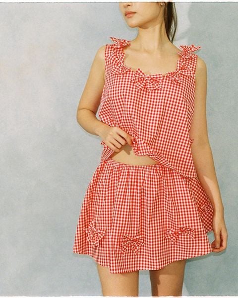 Váy Bow Skirt - Red No.2 Gingham