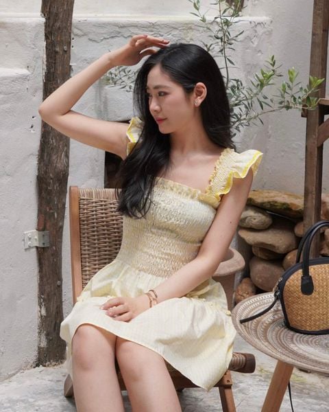 Đầm Mini Dress - Yellow Gingham ZigZag Lace