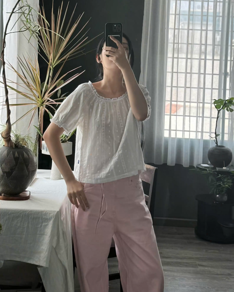 Áo Daisy Top - White Cotton Lace