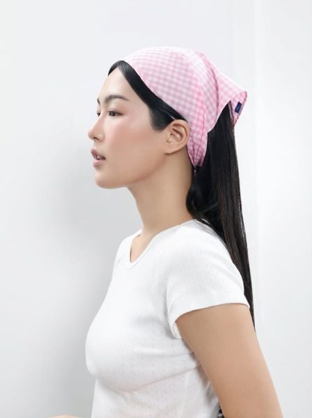 Khăn Aura Gingham Bandana - Baby Pink