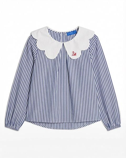 Áo Swan Blouse - Blue Navy Stripe