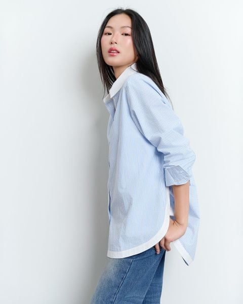 Áo Modern Arc Oversized Shirt - Searsucker SkyBlue