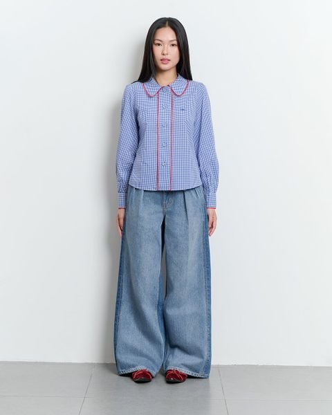 Áo Charlotte Shirt - Royal Blue Red Lace