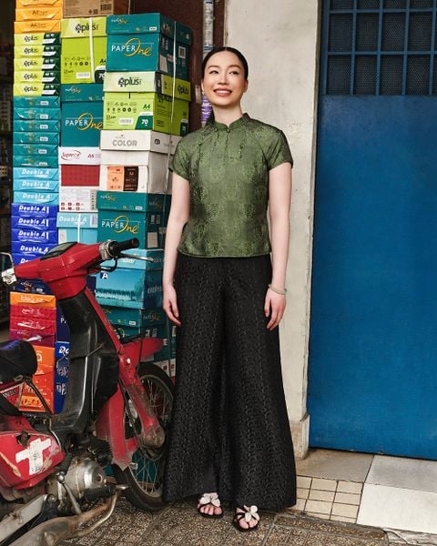 Áo Viễn Đông Lụa Tơ Tằm - Rêu Thanh