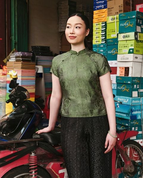 Áo Viễn Đông Lụa Tơ Tằm - Rêu Thanh