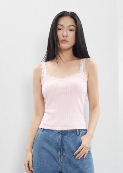 Áo Rose' Pointelle Tank - Pink Kiss
