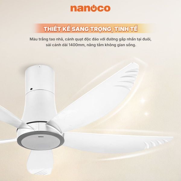 Quạt Trần 5 Cánh Nanoco NCF5653-WL - Động Cơ DC, Đèn LED, Có Remote