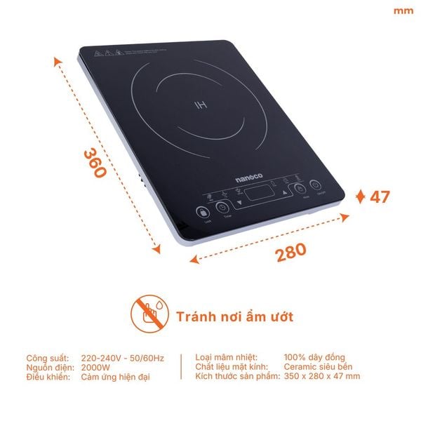 Bếp điện từ đơn Nanoco NICS647 dòng mỏng