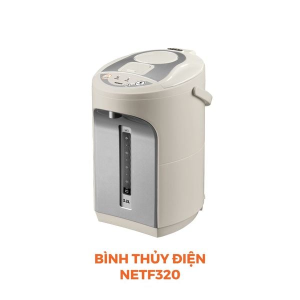 Bình thủy điện Nanoco NETF320 3.2L 750W – Inox 304, khóa trẻ em