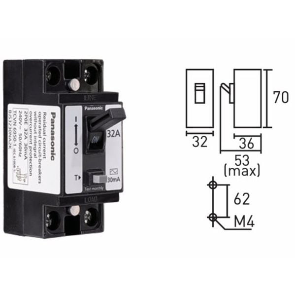 Cầu dao an toàn HB 2P+E Panasonic ELCB BJS NA2K