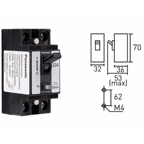 Cầu dao an toàn HB 2P+E Panasonic ELCB BJS NA2K