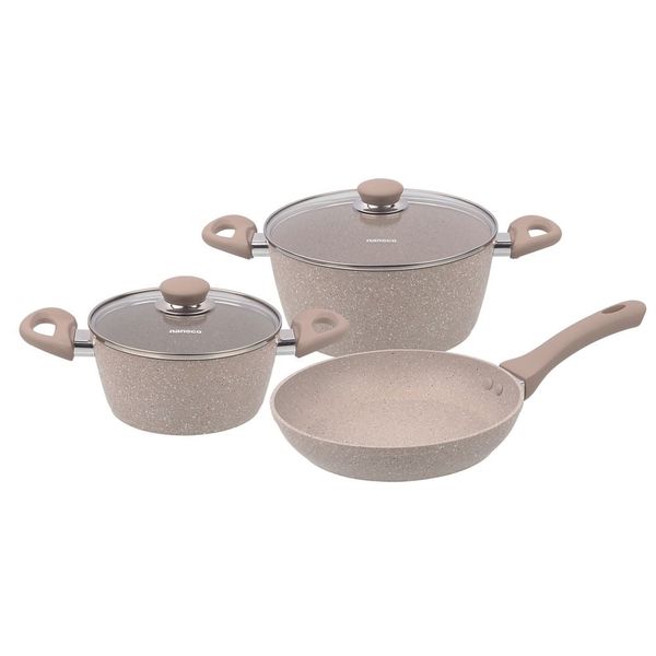 Bộ nồi chảo chống dính đá cẩm thạch Nanoco NCWS540 3 món