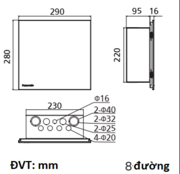 Tủ điện phân phối Moderva 8 đường Panasonic BQDF08