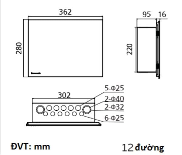 Tủ điện phân phối Moderva 12 đường Panasonic BQDF12